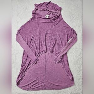Free People Hooded Longsleeve High Low Tunic Purple